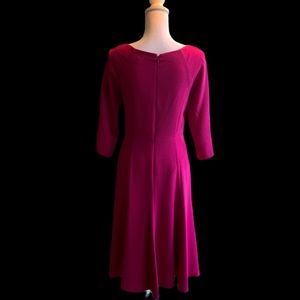 Eliza fit/flare, 3/4 sleeve, boat neck midi Dress